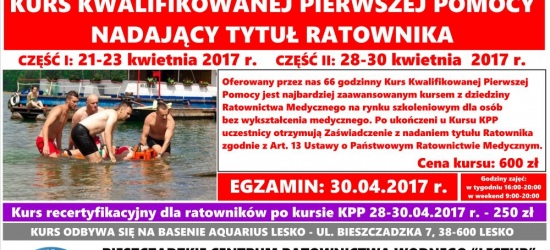 KURSY: instruktora pływania, kwalifikowanej pierwszej pomocy, ratownika wodnego